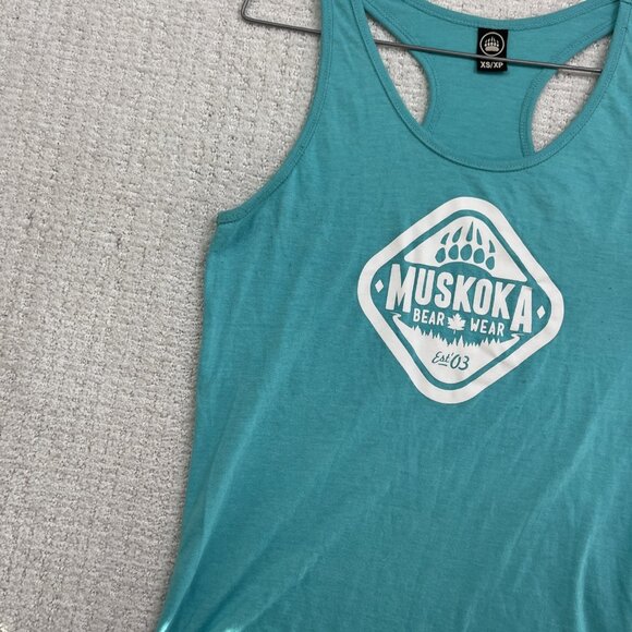 Muskoka Bear Wear Women’s XS Sleeveless Tank Top Blue Cottage Core Canada Made - Picture 3 of 11